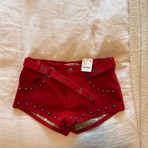 We The Free the cool kid suede micro shorts red